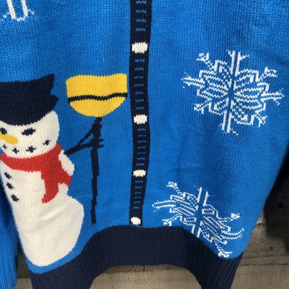 Jem Women's Faux Button Down Ugly Christmas Sweater Size XL Blue Snowman Tacky - Picture 6 of 8